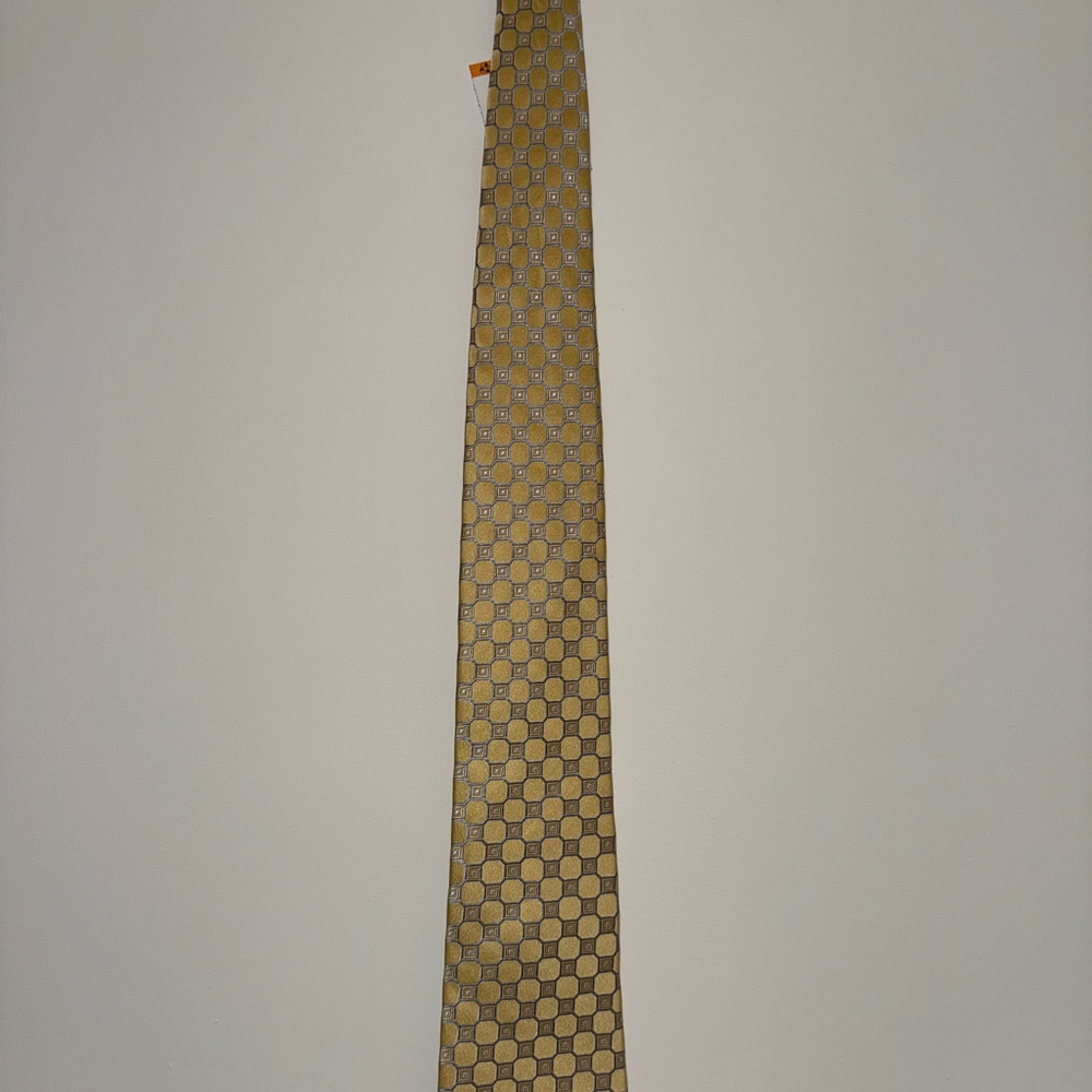 Tommy Hilfiger Gold and Gray Hexagon Tie